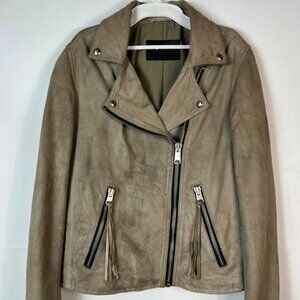 All Saints Suede Dalby Goat Leather Jacket UK12 US8